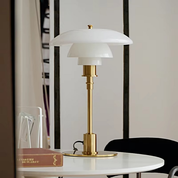 Contemporary LED table lamp, warm lighting, Scandinavian design for bedroom, desk, or accent.