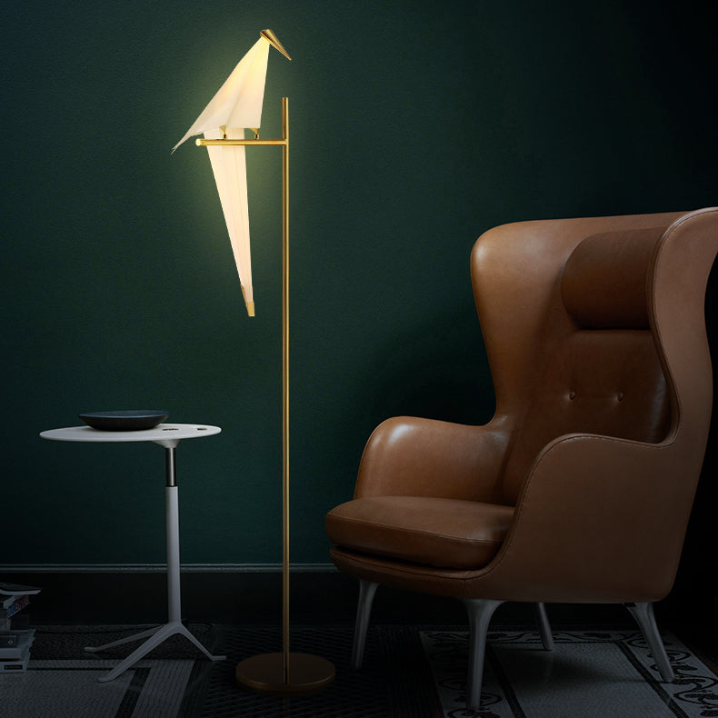Magnetic origami bird lamp, a decorative LED accent for shelves or desks, enhancing modern home decor with unique light.