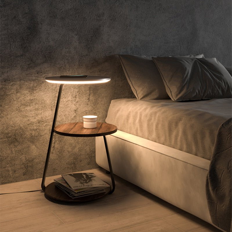 Modern double-layer end table for living room decor & storage.