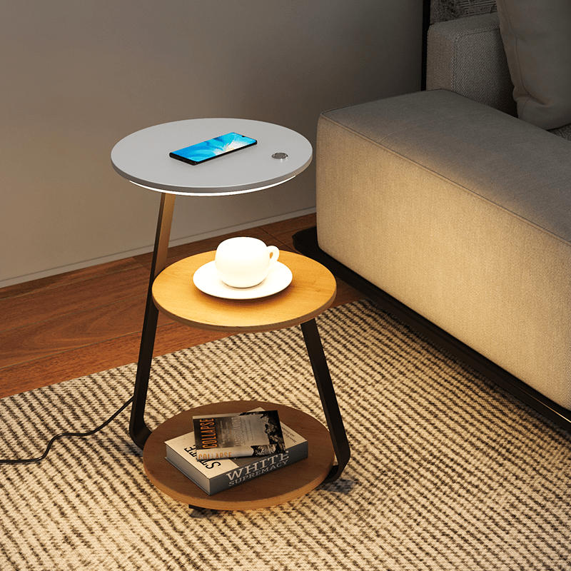 Luxurious marble-top modern double-layer end table, a stylish focal point for home decor.