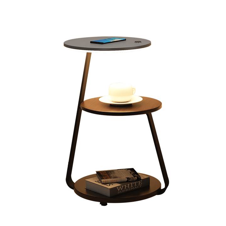 Modern double-layer end table, versatile as a side table or storage in living rooms & bedrooms.