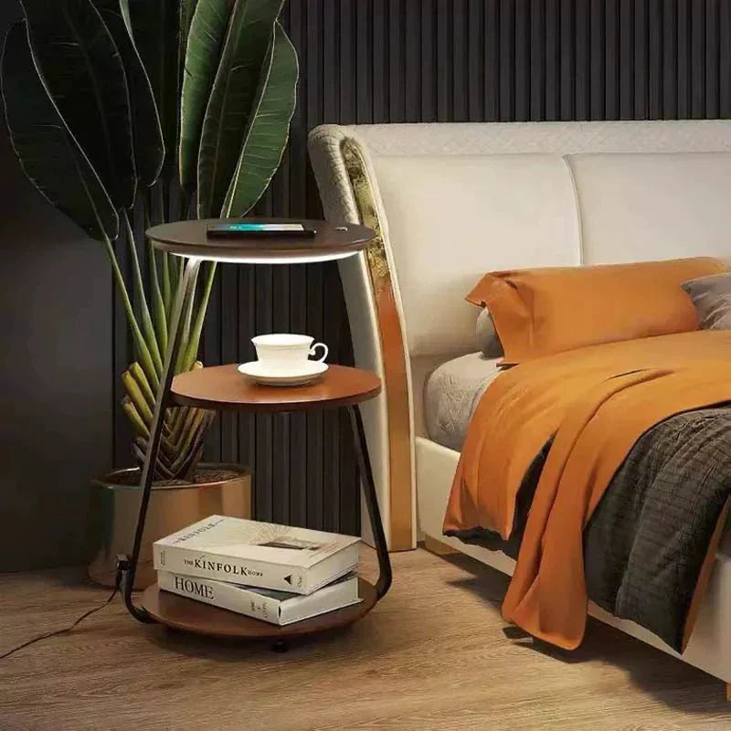 Minimalist modern double-layer end table, a chic storage solution for any room.