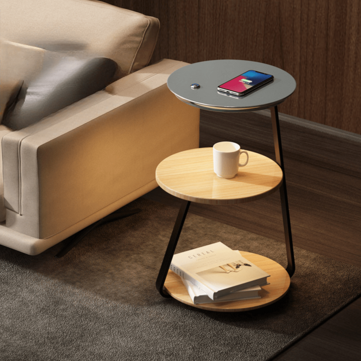 Versatile modern double-layer storage table, great for small spaces in living rooms.