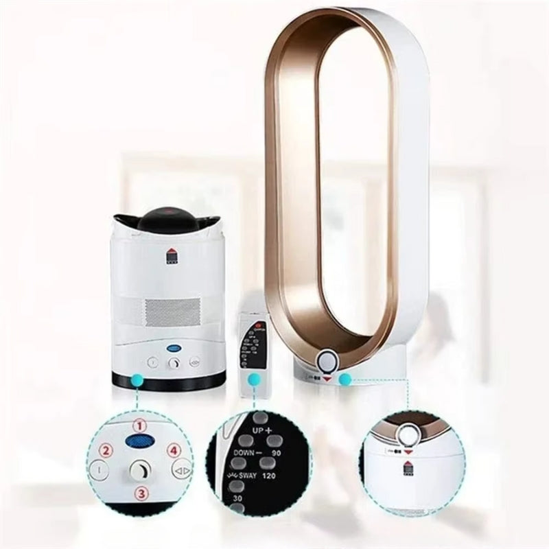 Quiet bladeless tower fan featuring a modern design and energy-efficient operation for safe indoor air circulation.