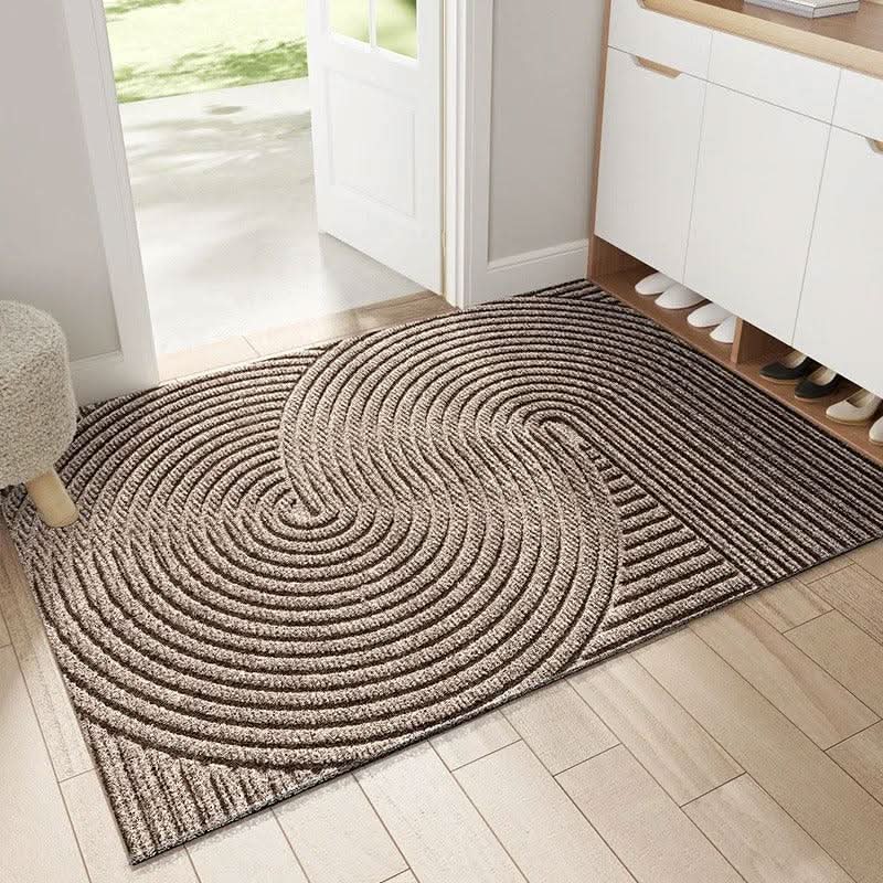 Contemporary anti-slip door mat with a striking geometric wave pattern, ideal for a modern home's entrance.