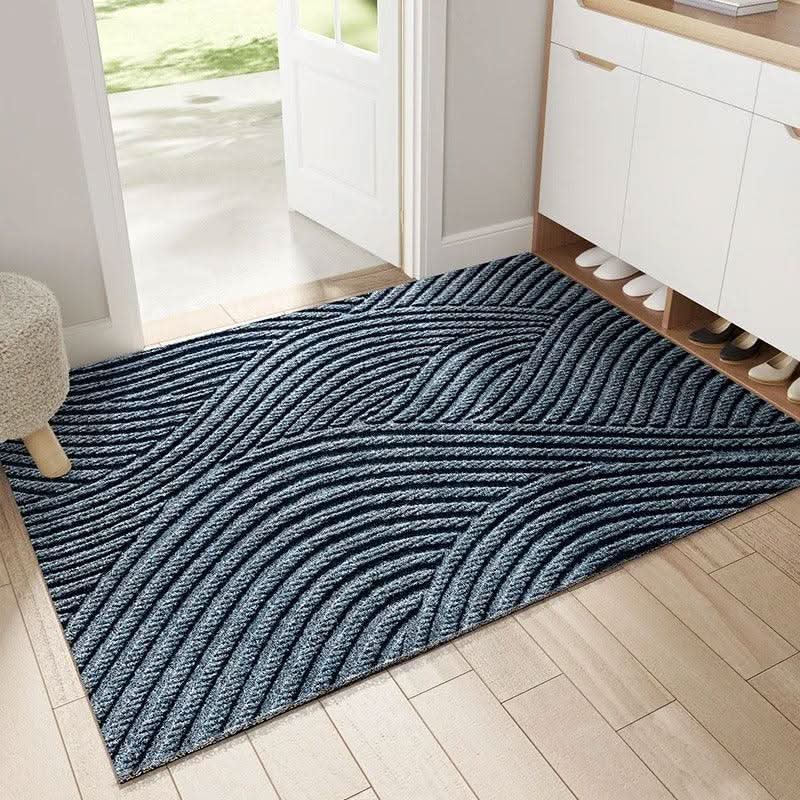 Elegant geometric wave pattern door mat, anti-slip and durable, enhancing your home's modern entrance and entryway decor.