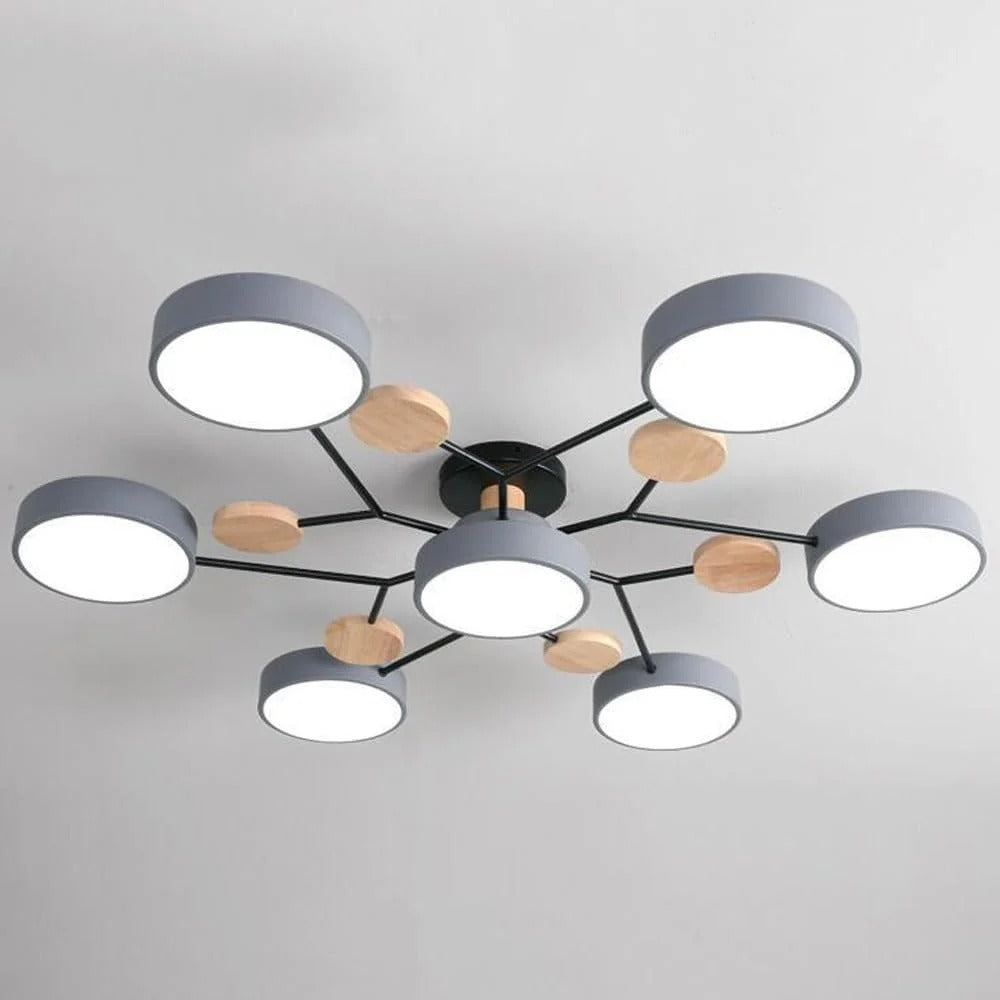 White finish modern LED halo ceiling light, contemporary design.