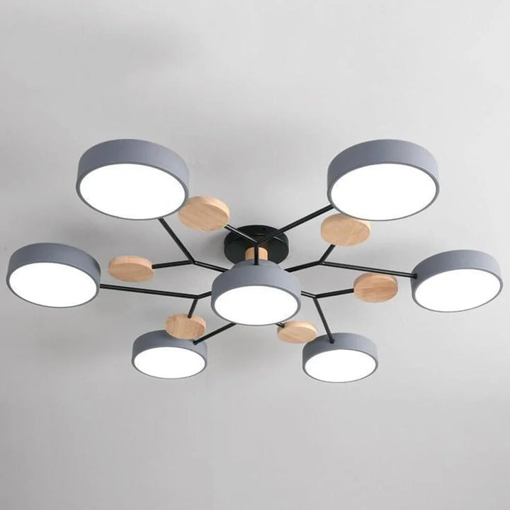 White finish modern LED halo ceiling light, contemporary design.