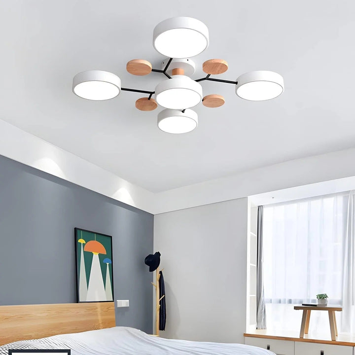 Modern LED ceiling light, semi-flush mount with halo glow.