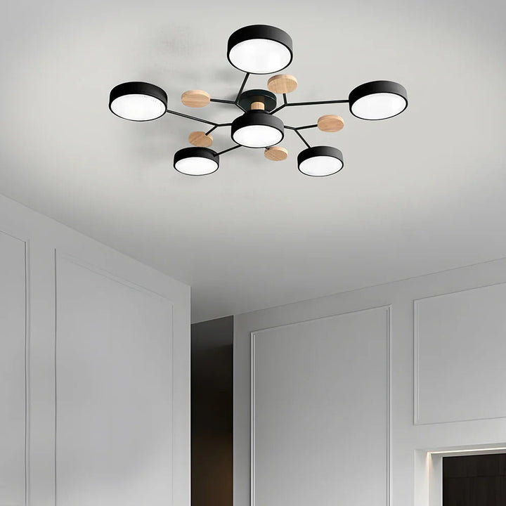 Modern LED semi-flush light, sleek and stylish illumination.