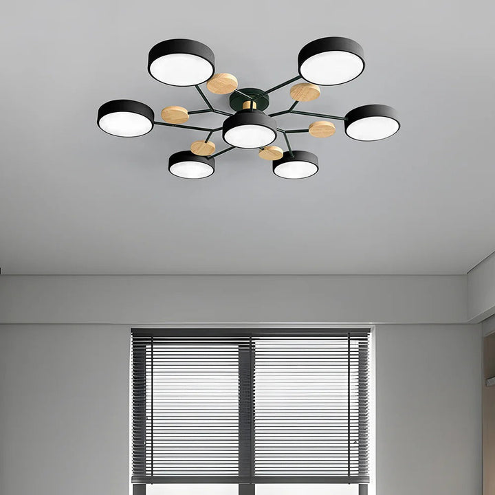 Sleek modern LED halo fixture, stylish interior lighting.