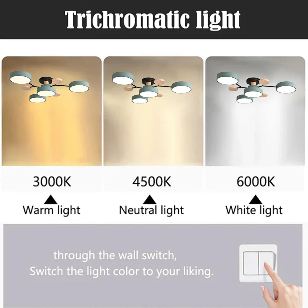 Dimmable LED semi-flush light, modern home interior illumination.