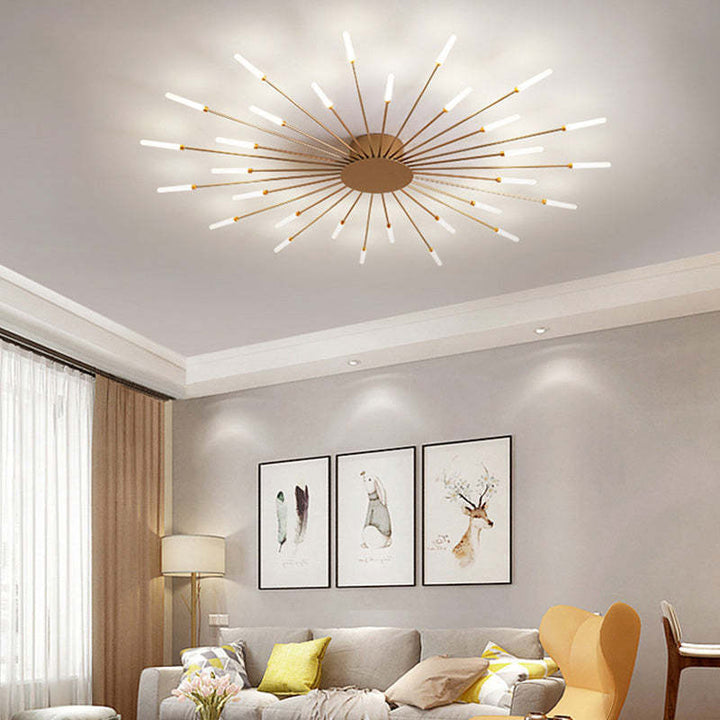 Artistic modern LED fireworks chandelier, creating ambient and luxury interior lighting.