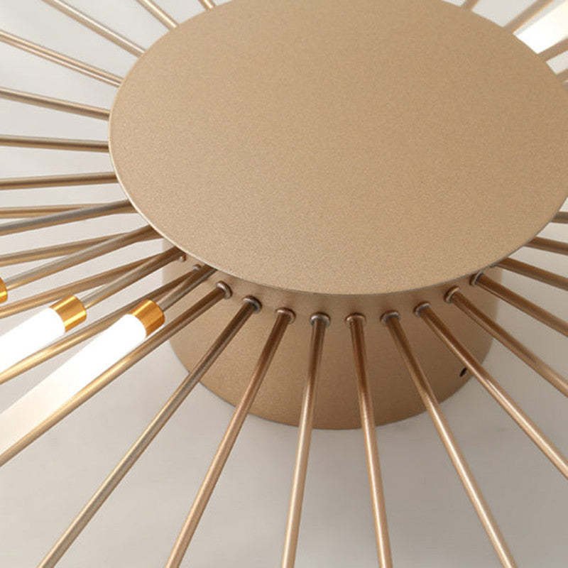 Stunning gold fireworks LED chandelier, a modern luxury lighting fixture for living spaces.