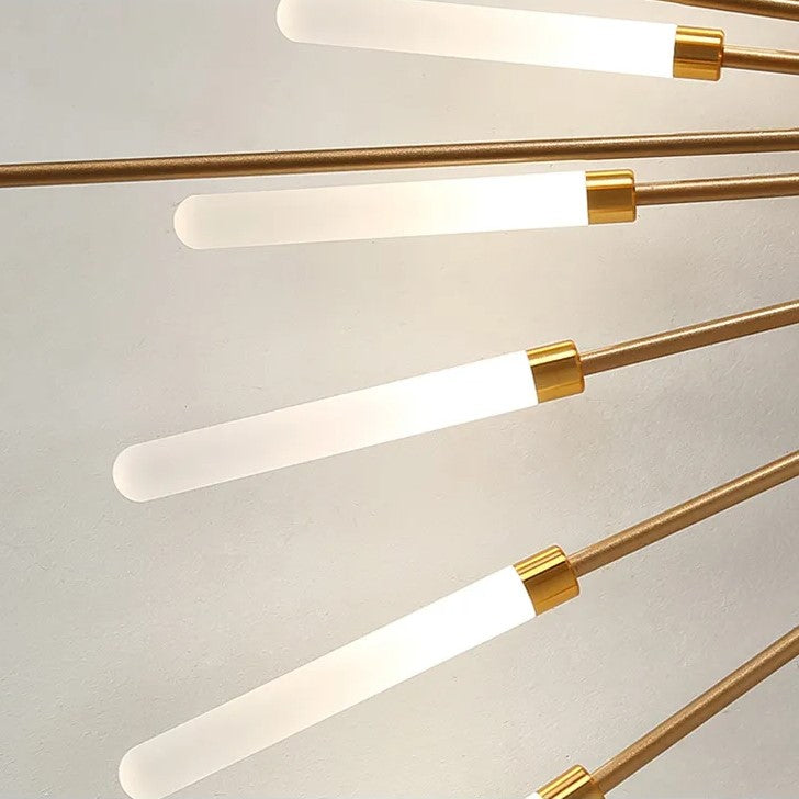 Black modern LED chandelier, unique fireworks design for stylish interior design projects.