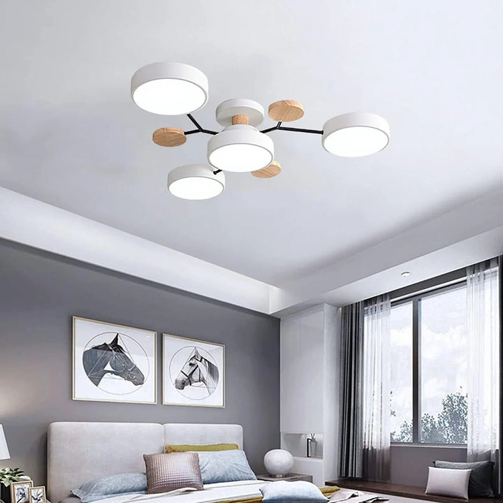 Bedroom LED chandelier, creating a cozy yet bright ambiance.