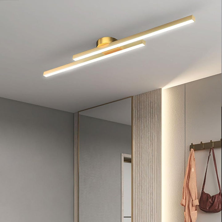 Stylish semi-flush LED ceiling lamp, dimmable for adjustable modern ambient light.