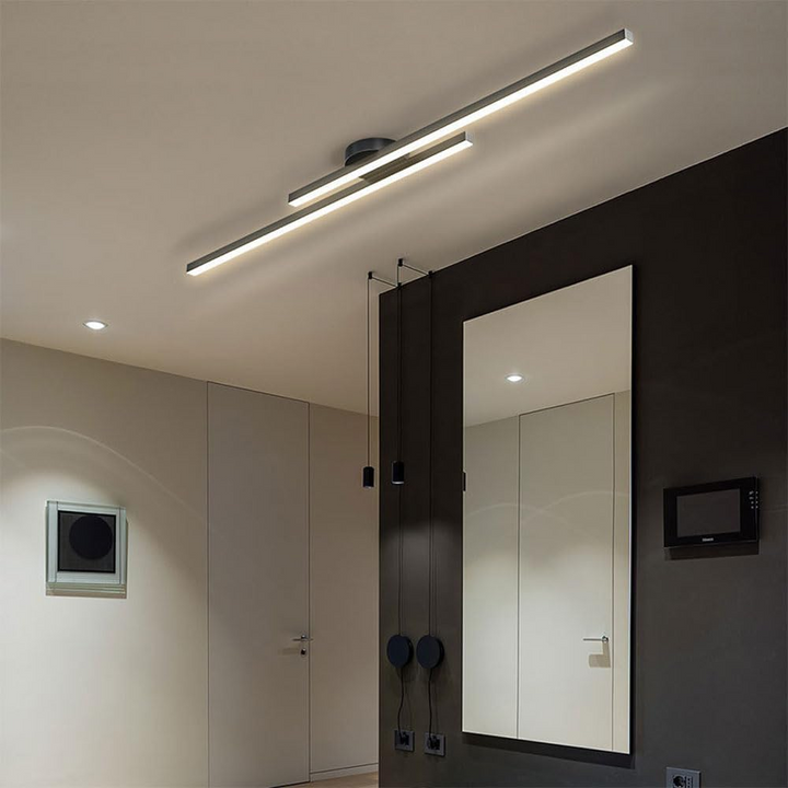 Modern semi-flush mount LED ceiling light, energy-efficient for stylish home lighting.