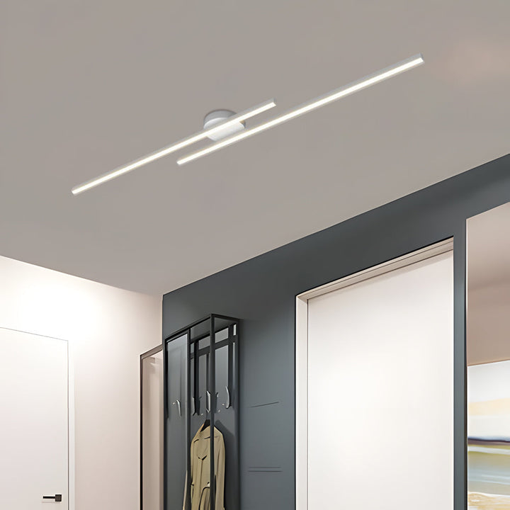 Contemporary LED ceiling light, semi-flush mount, perfect for smart home integration.