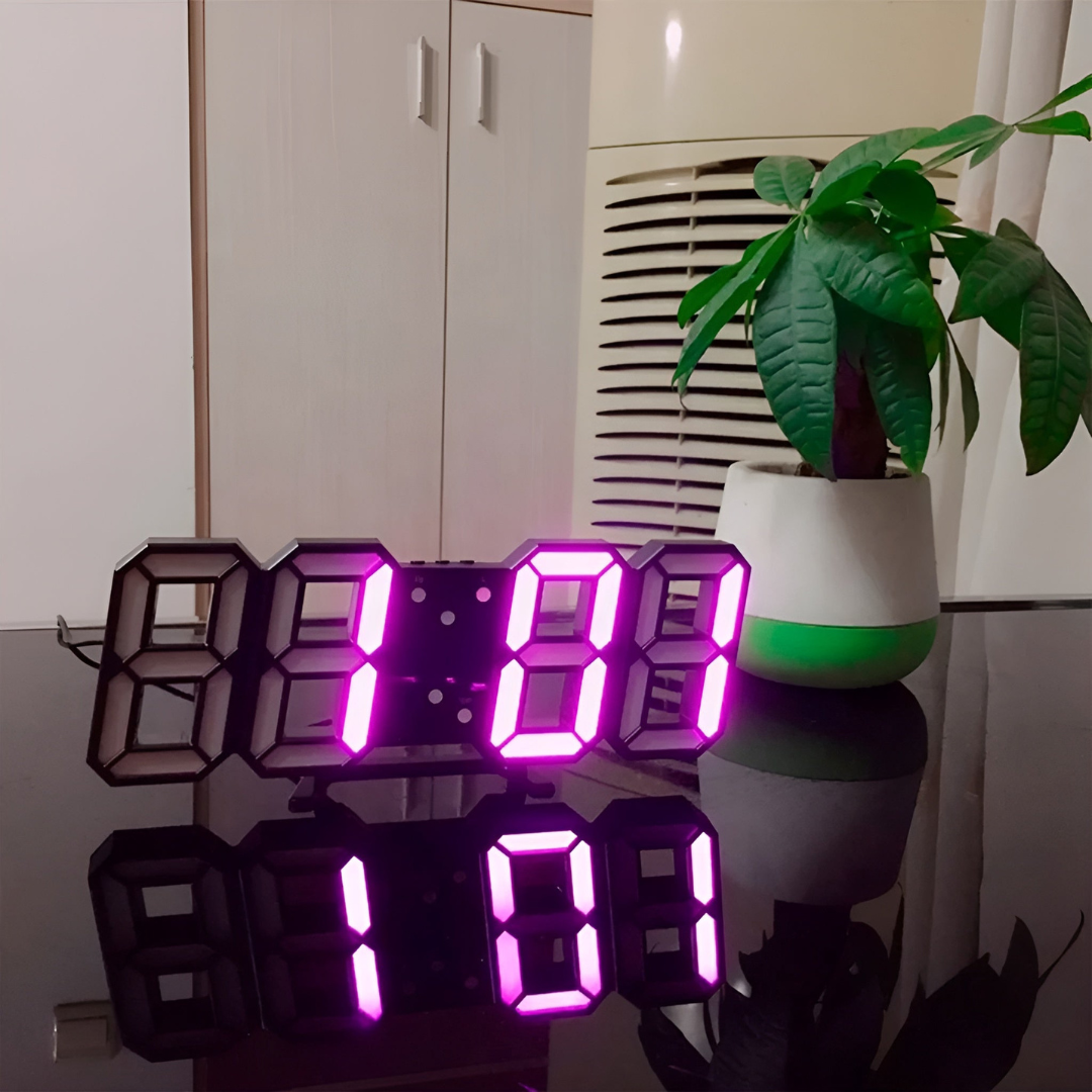 Smart LED digital wall clock with clear time and temperature display, ideal modern home essential.