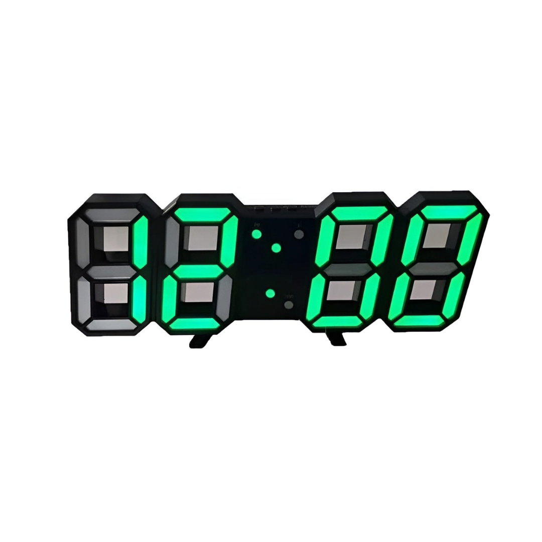 Modern minimalist LED digital wall clock, sleek design for smart home or office wall decor accent.