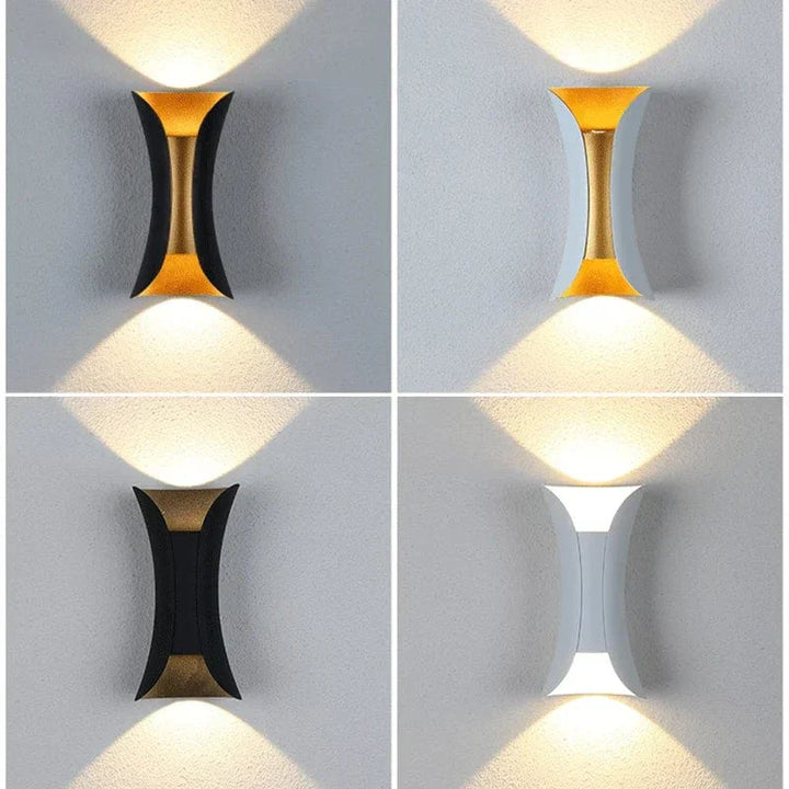 Exterior wall mounted LED light, waterproof & modern. Great for patios, gardens & indoor spaces.
