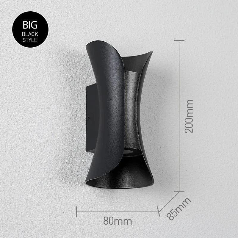 Stylish waterproof LED garden wall light for exterior home lighting. Modern outdoor accent lamp.