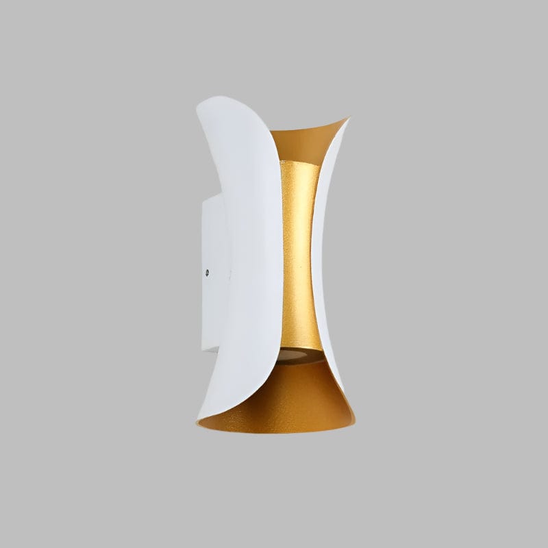 Elegant LED wall light for modern indoor home decor, also waterproof for exterior use. Accent.