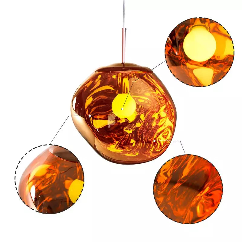 Warm brown-pink Melt lamp, atmospheric pendant, unique design for stylish interiors.