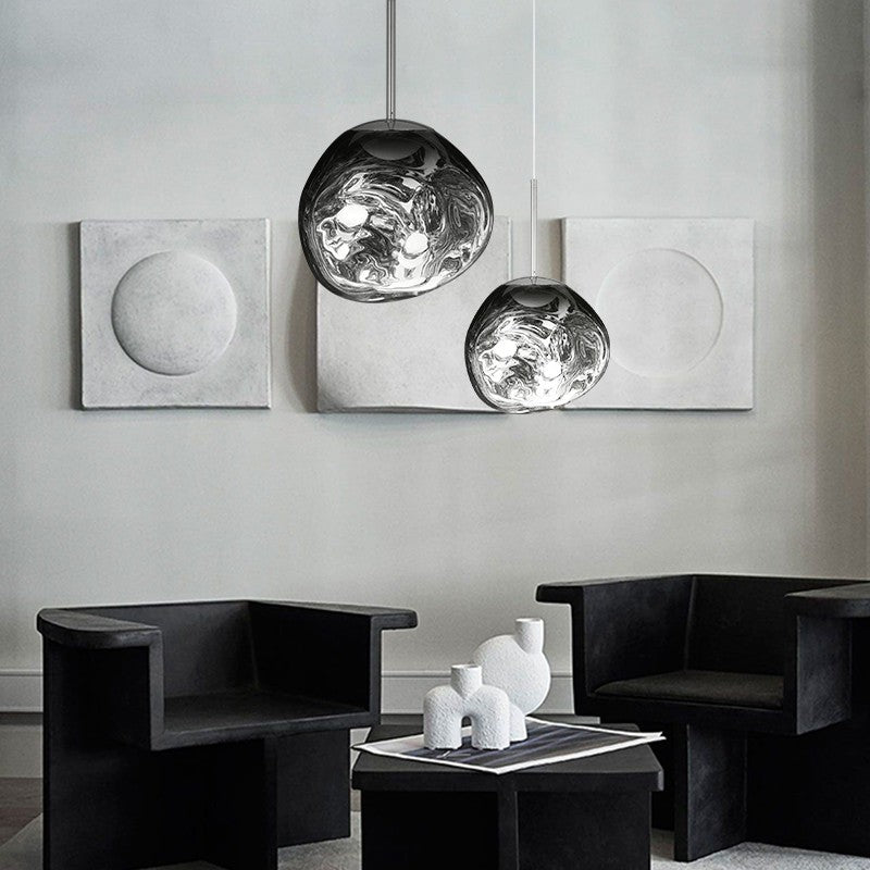 Designer brown-pink Melt lamp, decorative and unique mood lighting for homes.