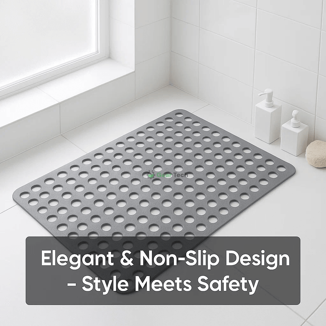 Ergonomic non-slip shower mat, designed for maximum comfort and fall prevention in the bathroom.