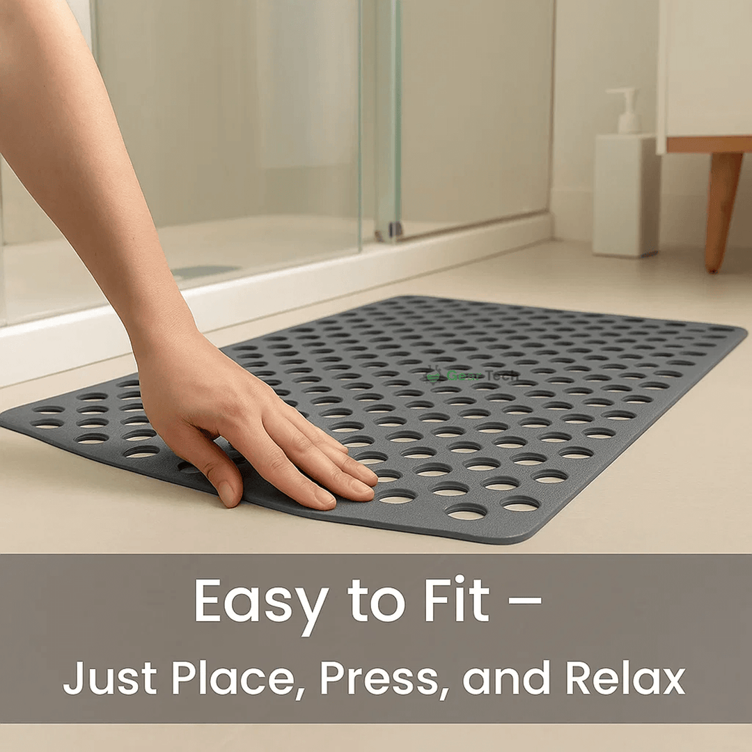 Contemporary non-slip bath mat, perfect for improving bathroom safety and adding comfort.