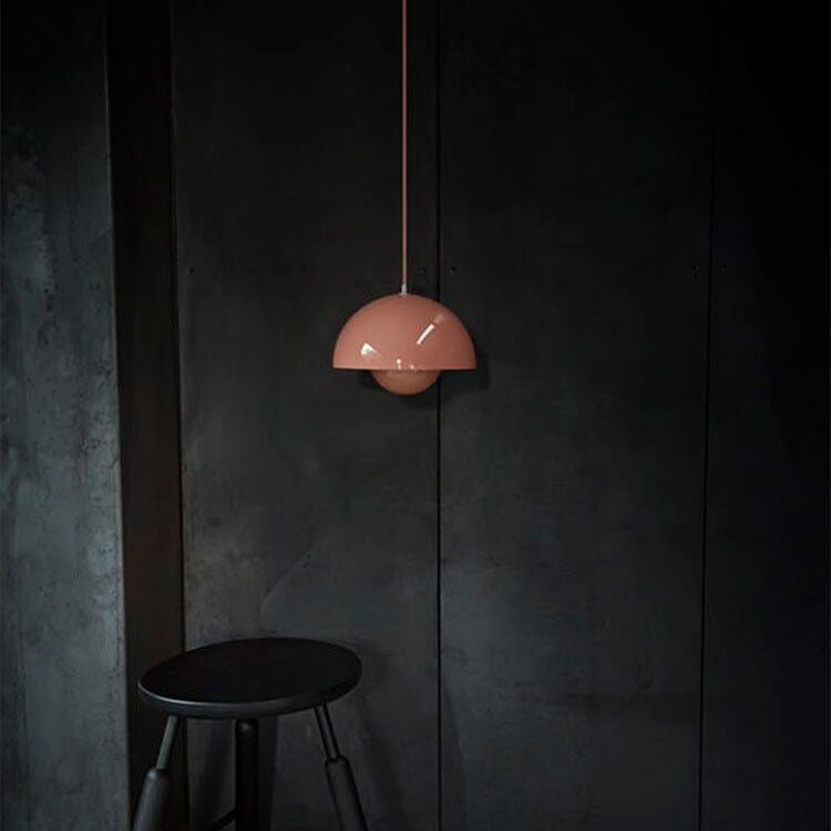 White Nordic dome pendant lamp, sleek modern ceiling light, ideal for contemporary home lighting.