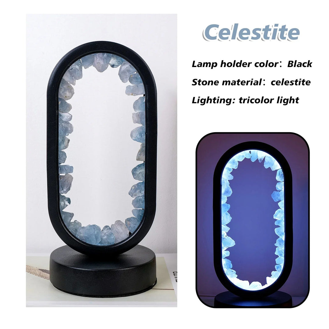 Unisex modern oval crystal LED desk lamp for contemporary home office setups. Stylish ambient lighting.