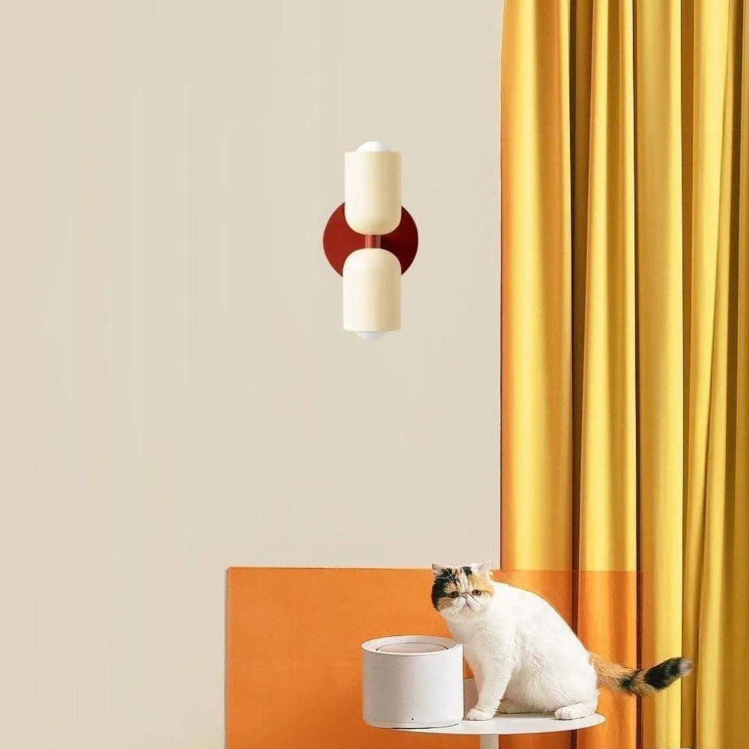 Decorative double wall lamp, contemporary Scandinavian, providing soft ambient light for interior design.