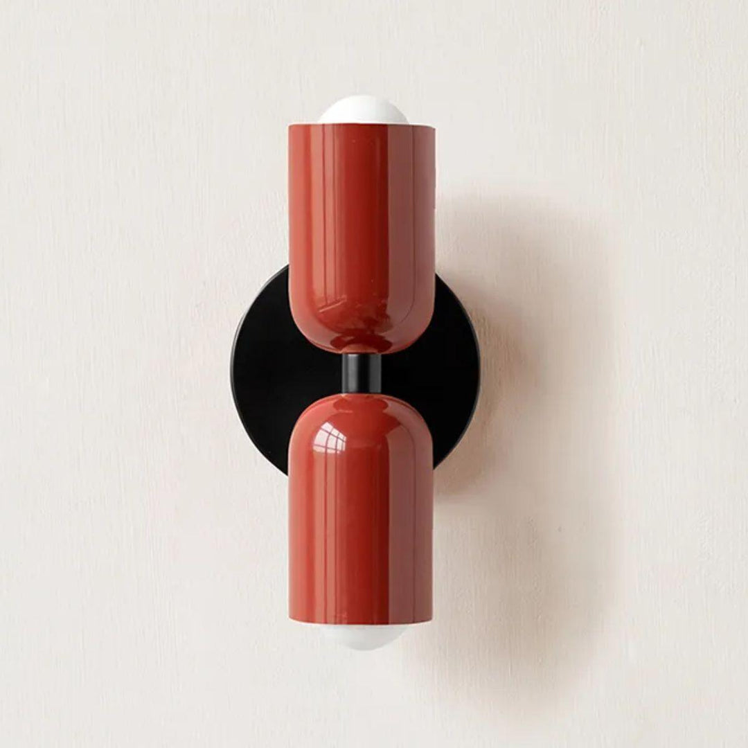Stylish Scandinavian double wall lamp, perfect modern accent light for bedroom and living areas.