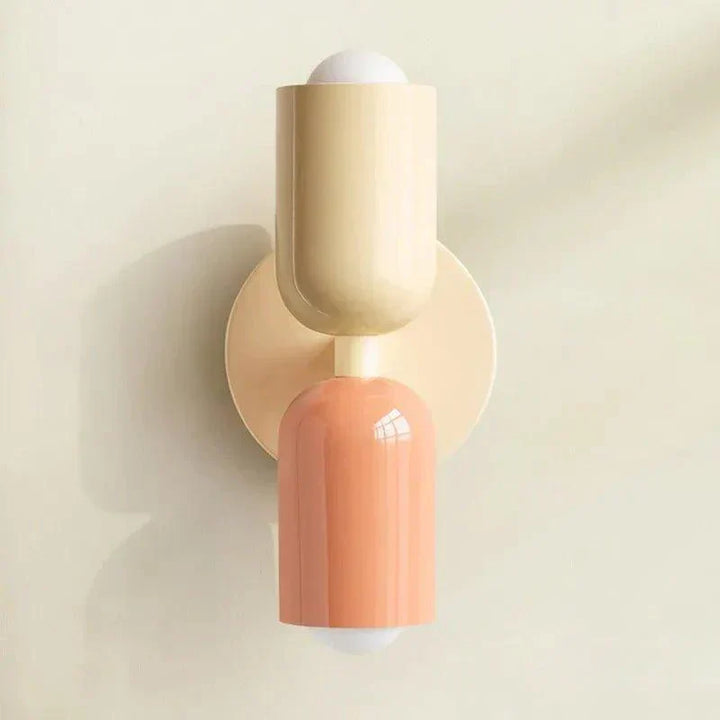 Artistic modern double wall lamp, Scandinavian style, enhancing bedroom and hallway decor.