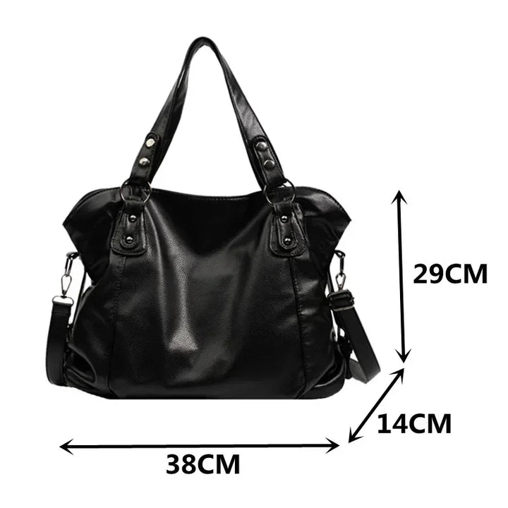 Stylish women's black shoulder bag, a sleek and versatile accessory for day-to-night wear.