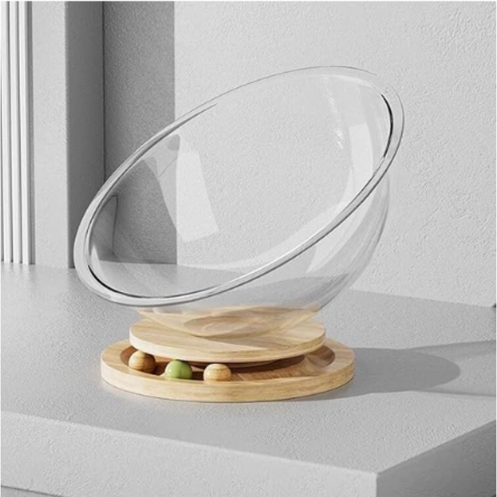 Modern spherical CatPod cat bed, a space capsule lounger for pet comfort and contemporary cat furniture.