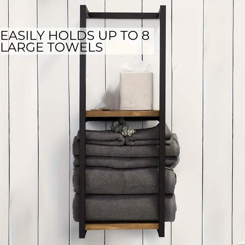 Organize your bathroom with this space-saving wall-mounted stainless steel towel rack. Keeps towels neat.