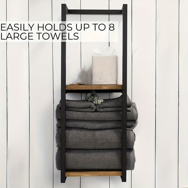 Organize your bathroom with this space-saving wall-mounted stainless steel towel rack. Keeps towels neat.