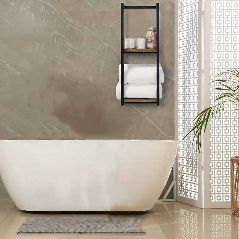 Compact stainless steel wall-mounted towel rack, an ideal space saver for bathroom organization and storage.