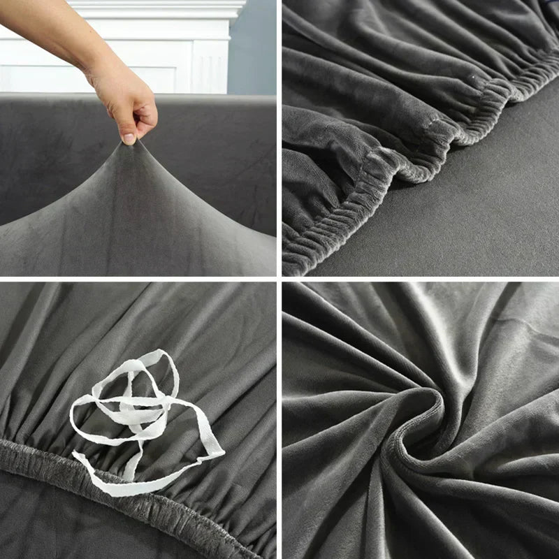 Easy-fit, washable sofa cover in cool blue, transforms your living room instantly.