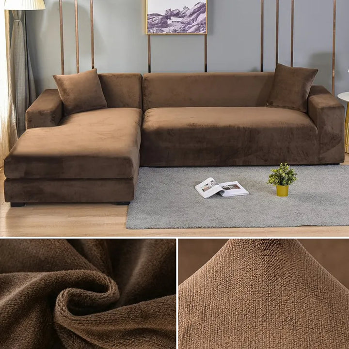Easy-to-install, washable sofa slipcover in cream, refreshes your living room decor.