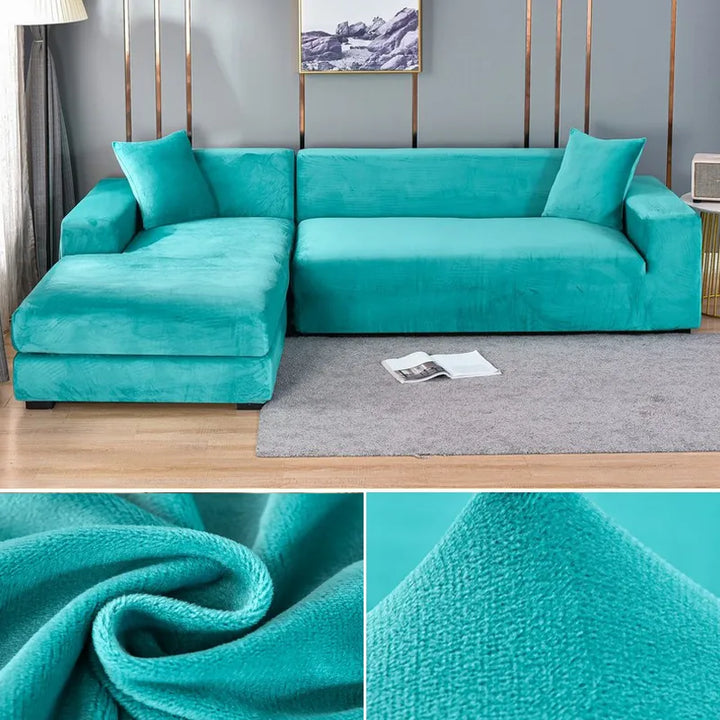 Soft beige modern sofa cover, stain-resistant and easy to clean, perfect home decor.