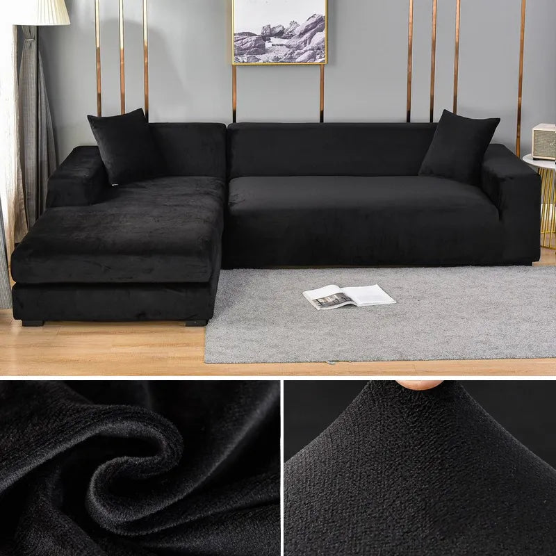 Light grey stretch sofa protector, wrinkle-free and highly durable, modern aesthetic.