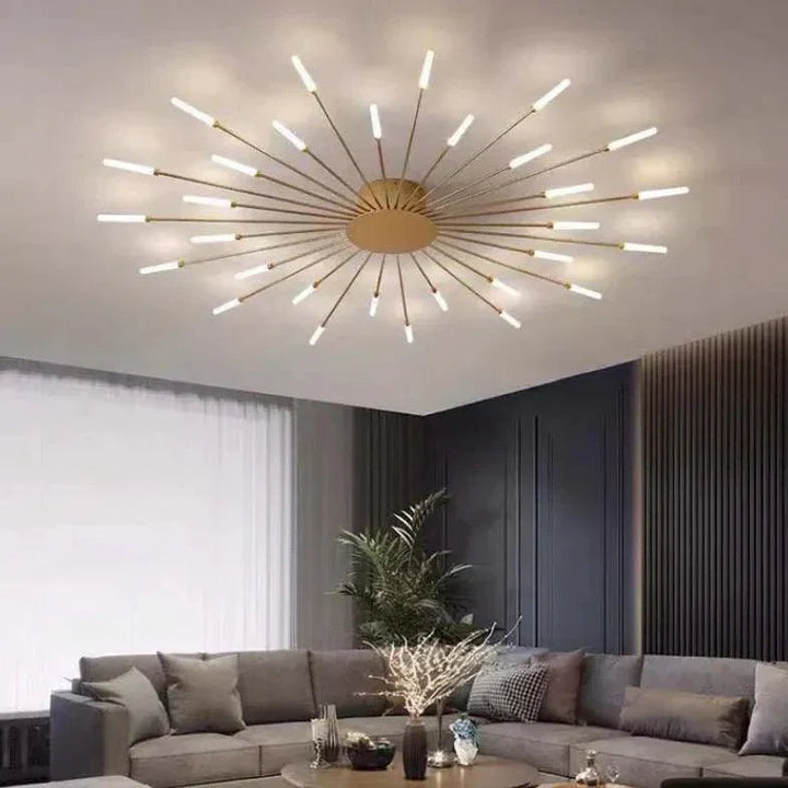 Decorative modern LED ceiling lamp with swirl firework design, ideal for contemporary home interior lighting.