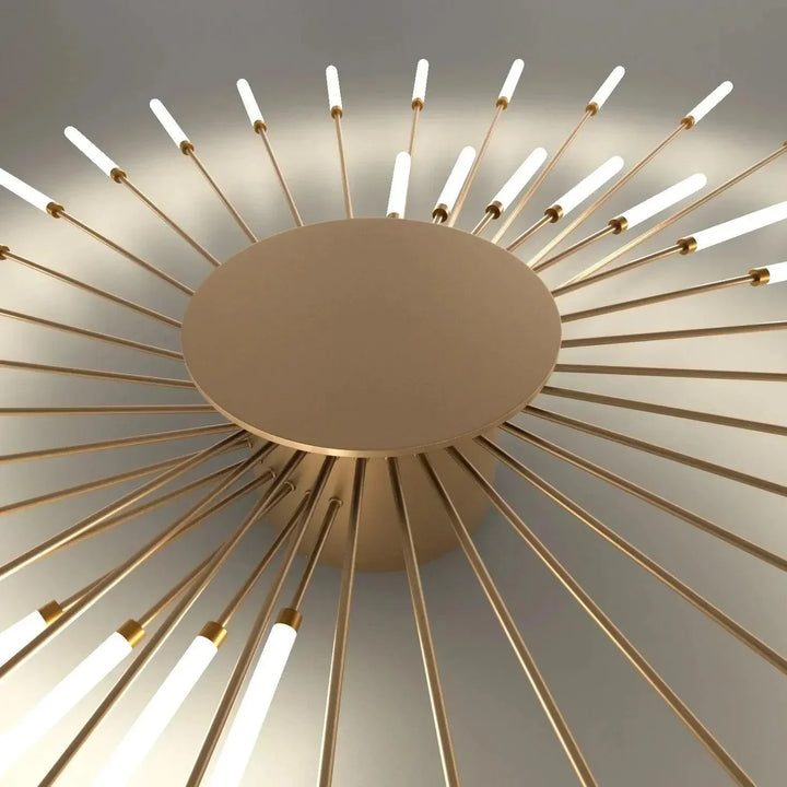 Dimmable modern LED ceiling light with unique swirl firework design, enhancing home decor with brilliant light.