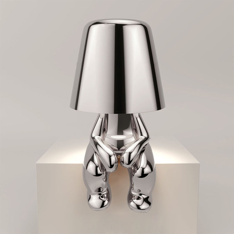 Modern wireless lamp with rechargeable battery, warm glow, sleek design, ideal for home decor, available in various colors.