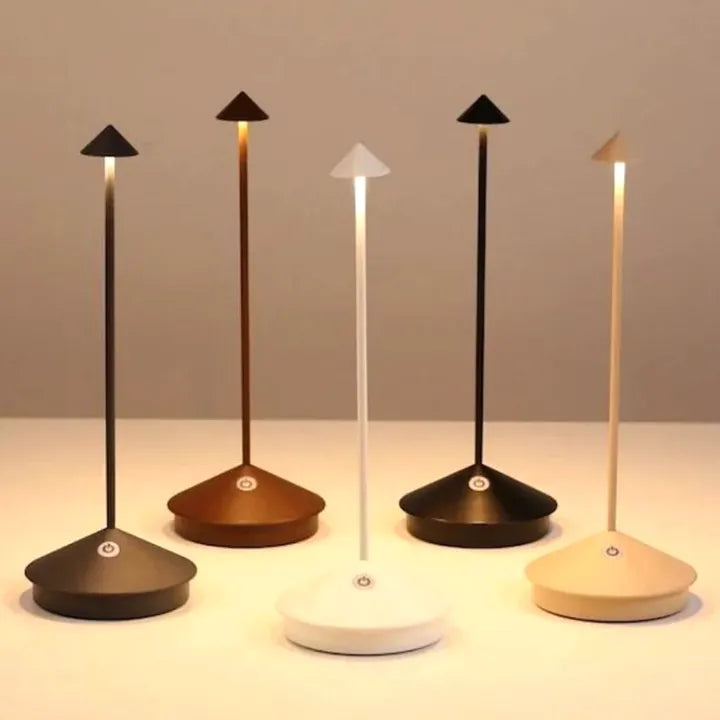 Modern wireless LED table lamp, dimmable, rechargeable. Perfect for home, office, & versatile accent lighting.